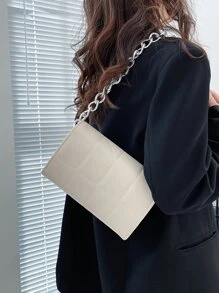 防水、輕盈、商務休閒絎縫圖案鏈條翻蓋方形包適合青少年女大學生、菜鳥和白領，非常適合辦公室、大學、工作、商務、通勤