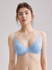 LUVLETTE Sujetador de encaje escote profundo - Azul - Ver 6