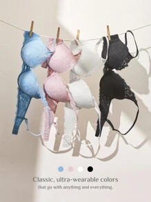 LUVLETTE Sujetador de encaje escote profundo - Azul - Ver 10