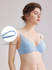 LUVLETTE Sujetador de encaje escote profundo - Azul - Ver 5