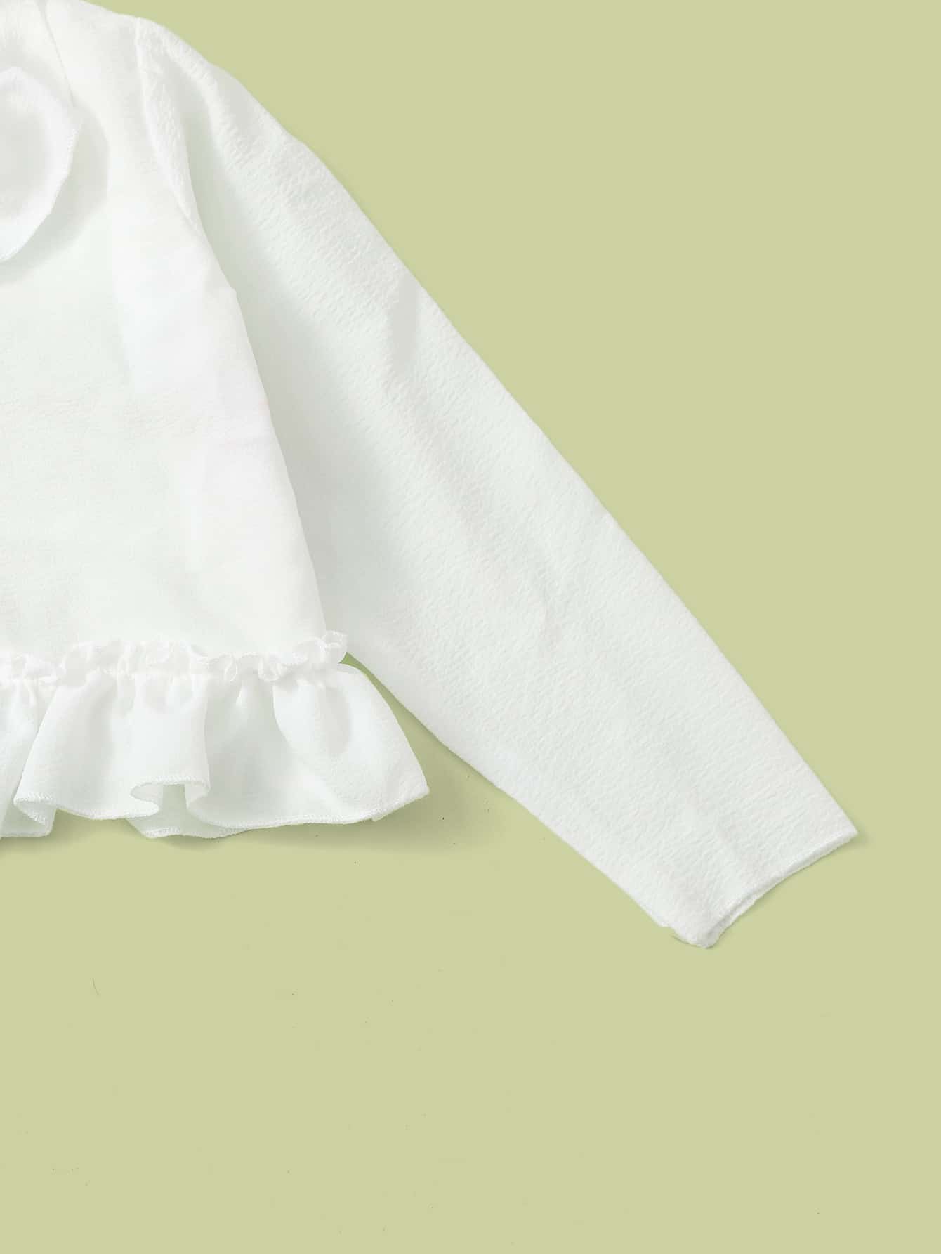 Girls Frill Trim Kimono - White - View 4