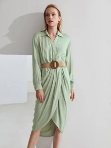 MOTF PREMIUM Đầm Trọn gói màu trơn Thanh lịch - Màu xanh Bạc hà - Xem 4