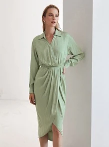 MOTF PREMIUM Đầm Trọn gói màu trơn Thanh lịch - Màu xanh Bạc hà - Xem 6