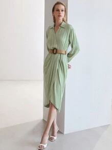 MOTF PREMIUM Đầm Trọn gói màu trơn Thanh lịch - Màu xanh Bạc hà - Xem 7