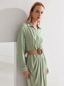 MOTF PREMIUM Đầm Trọn gói màu trơn Thanh lịch - Màu xanh Bạc hà - Xem 8