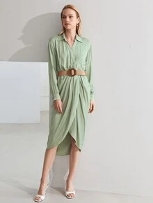 MOTF PREMIUM Đầm Trọn gói màu trơn Thanh lịch - Màu xanh Bạc hà - Xem 9