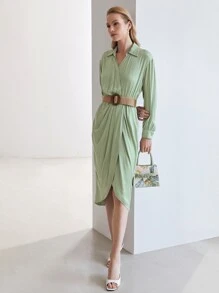 MOTF PREMIUM Đầm Trọn gói màu trơn Thanh lịch - Màu xanh Bạc hà - Xem 10