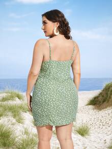 Đầm Plus Size Xù Họa tiết hoa Boho - Màu xanh Bạc hà - Xem 2