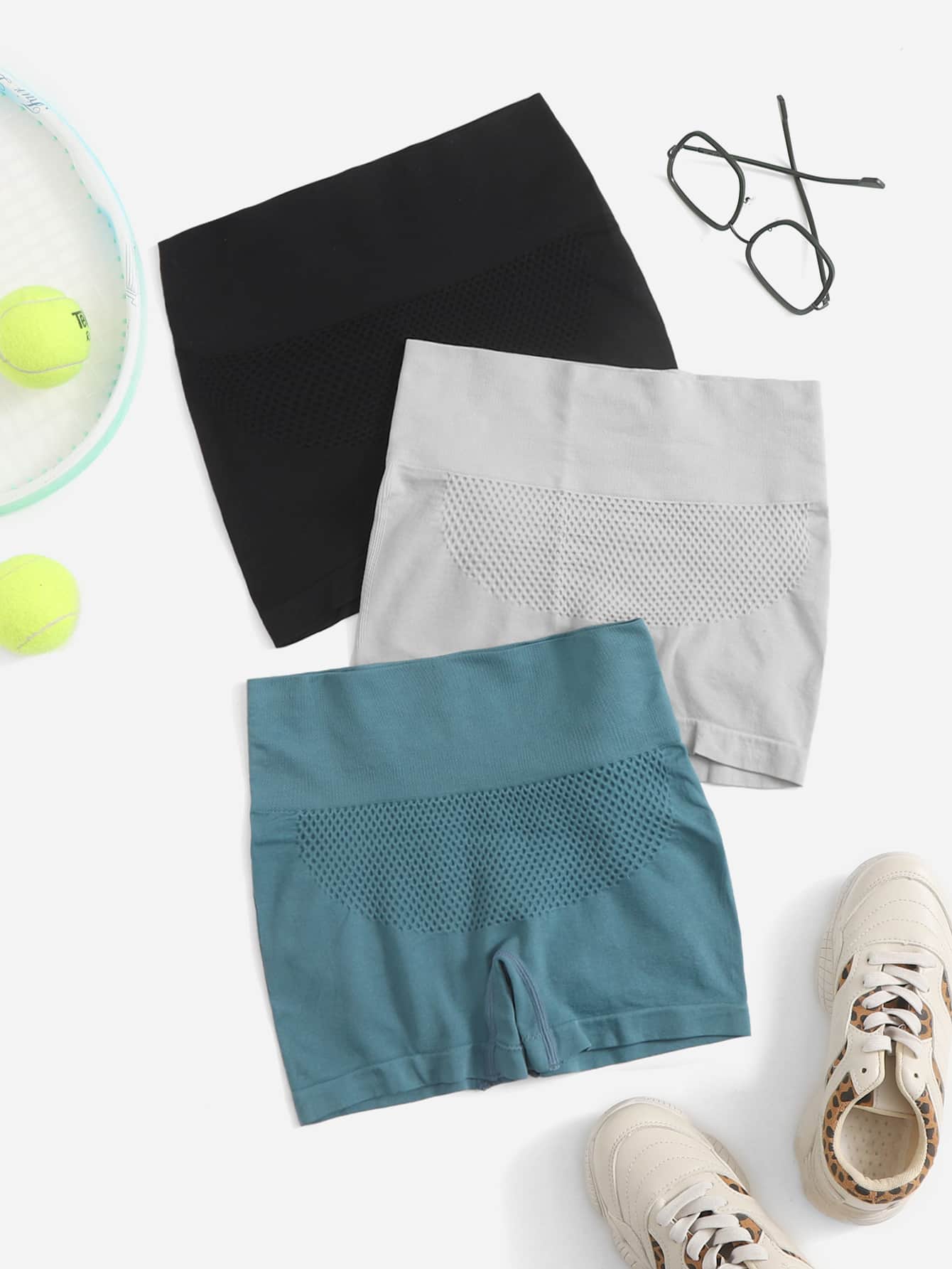 Easithlete 3 chiếc quần short thể thao co giãn cao liền mạch dành cho nữ, quần short tập gym, quần short đi xe đạp - Nhiều màu - Xem 1
