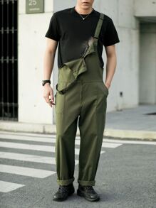 Manfinity Quần Nam Túi màu trơn Đường phố - xanh quân đội - Xem 4