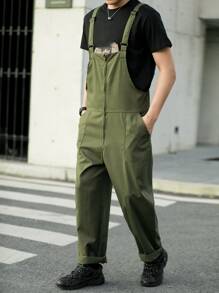 Manfinity Quần Nam Túi màu trơn Đường phố - xanh quân đội - Xem 5