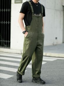 Manfinity Quần Nam Túi màu trơn Đường phố - xanh quân đội - Xem 6