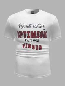 Manfinity Tops Nam Lá thư Giải trí - trắng - Xem 1