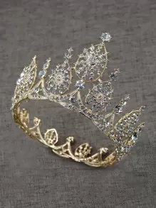 Accesorio de pelo nupcial con diamante de imitación con diseño de corona - Dorado - Ver 1