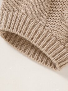 Baby Cable Knit Overall Knit Romper With Hat - Khaki - View 4