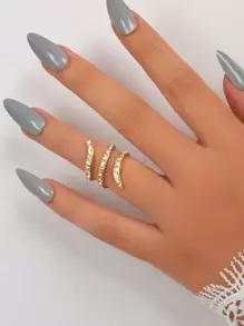 Rhinestone Decor Wrap Ring - Yellow Gold - View 1