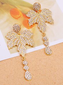 Bông tai hình giọt nước Rhinestone Maple Leaf - Vàng - Xem 4
