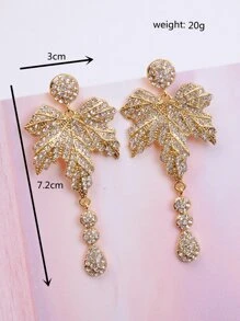 Bông tai hình giọt nước Rhinestone Maple Leaf - Vàng - Xem 5
