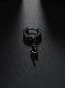 1 件时尚不锈钢耳环，适合男士日常佩戴 - 黑色 - 查看 2