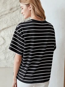 MOTF PREMIUM OVERSIZED STRIPED T-SHIRT - Black - View 3