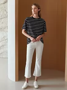 MOTF PREMIUM OVERSIZED STRIPED T-SHIRT - Black - View 4