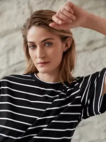 MOTF PREMIUM OVERSIZED STRIPED T-SHIRT - Black - View 9