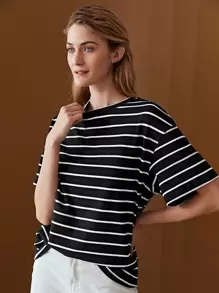 MOTF PREMIUM OVERSIZED STRIPED T-SHIRT - Black - View 10