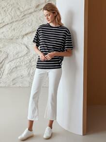 MOTF PREMIUM OVERSIZED STRIPED T-SHIRT - Black - View 11