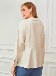 MOTF PREMIUM 大碼粘膠纖維花邊下擺上衣 - 米色 - 查看 2