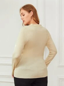 MOTF PREMIUM 大碼羅紋套頭毛衣 - 米色 - 查看 2