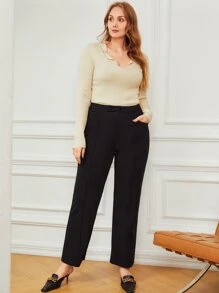 MOTF PREMIUM 大碼羅紋套頭毛衣 - 米色 - 查看 4