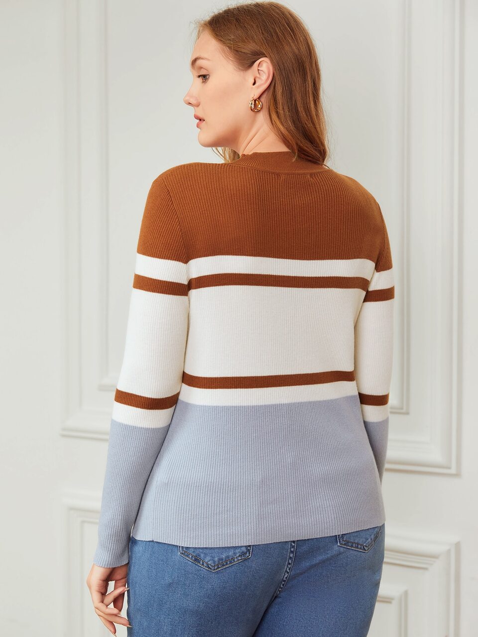 MOTF PLUS WOOL-MIX COLORBLOCK SWEATER
