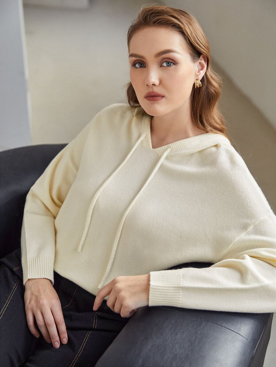 MOTF PREMIUM Áo len Plus Size Dây kéo màu trơn Giải trí - Màu be - Xem 1