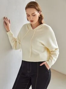 MOTF PREMIUM Áo len Plus Size Dây kéo màu trơn Giải trí - Màu be - Xem 4