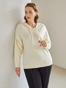 MOTF PREMIUM Áo len Plus Size Dây kéo màu trơn Giải trí - Màu be - Xem 6