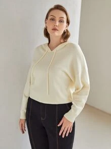 MOTF PREMIUM Áo len Plus Size Dây kéo màu trơn Giải trí - Màu be - Xem 9