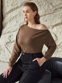 MOTF PREMIUM PLUS VISCOSE ASYMMETRICAL NECK JUMPER - Mocha Brown - View 3