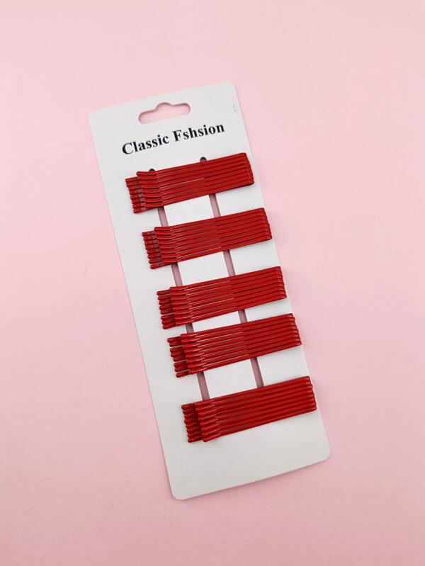 40pcs/Pack Red Solid Color Flat Hair Clip Barrettes Hair Clips Hair Claws, Hair Accessories, New Year Glamour, Head Accessories, Hairpin, Bobby Pins