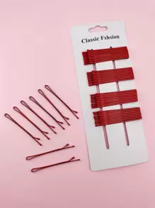 40个/包 红色纯色扁平发夹 发卡 发爪 发饰 新年魅力 头饰 - 紅色 - 查看 2