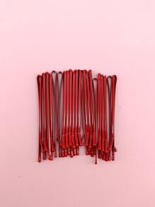 40个/包 红色纯色扁平发夹 发卡 发爪 发饰 新年魅力 头饰 - 紅色 - 查看 4