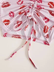 Bộ đồ hai mảnh nữ Dây kéo Xù Con số Tất cả trên in Giải trí - Màu Hồng baby - Xem 5