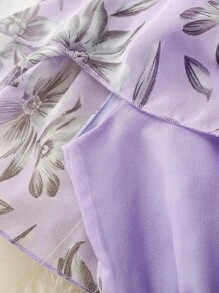 Mulvari Vestido con estampado floral ribete con fruncido de gasa - Lila Púrpura - Ver 4