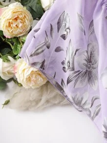 Mulvari Vestido con estampado floral ribete con fruncido de gasa - Lila Púrpura - Ver 5