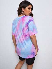 SHEIN Maternity Tie Dye Drop Shoulder Tee - Multicolor - View 2