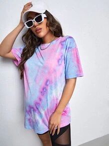 SHEIN Maternity Tie Dye Drop Shoulder Tee - Multicolor - View 5