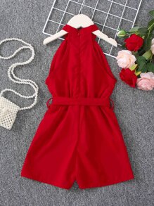 SHEIN Kleine Mädchen Gürtel Neckholder Romper Rot Jumpsuit Für KinderJumpsuit Rot Für Kinderrot Kleine Mädchen Setrot Kleine Mädchen Sets