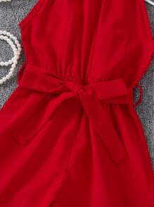 SHEIN Kleine Mädchen Gürtel Neckholder Romper Rot Jumpsuit Für KinderJumpsuit Rot Für Kinderrot Kleine Mädchen Setrot Kleine Mädchen Sets