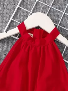 SHEIN Kleine Mädchen Gürtel Neckholder Romper Rot Jumpsuit Für KinderJumpsuit Rot Für Kinderrot Kleine Mädchen Setrot Kleine Mädchen Sets