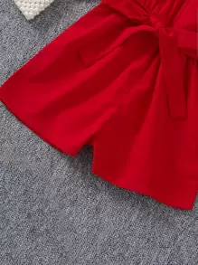 SHEIN Kleine Mädchen Gürtel Neckholder Romper Rot Jumpsuit Für KinderJumpsuit Rot Für Kinderrot Kleine Mädchen Setrot Kleine Mädchen Sets