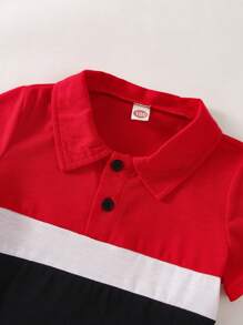 SHEIN Toddler Boys Colour Block Polo Shirt - Multicolor - View 4